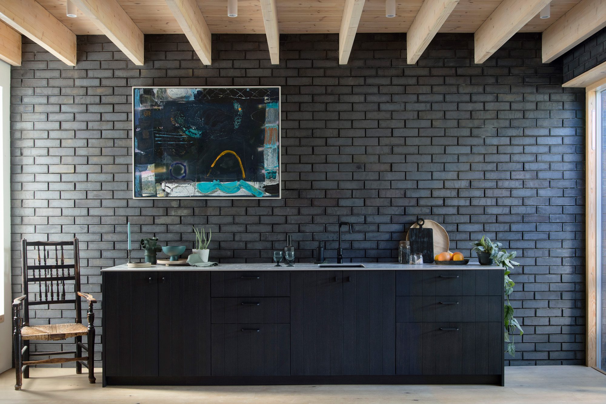 Husk's Smoked Oak Kitchen, featuring Smoked Oak V-Groove kitchen fronts.
