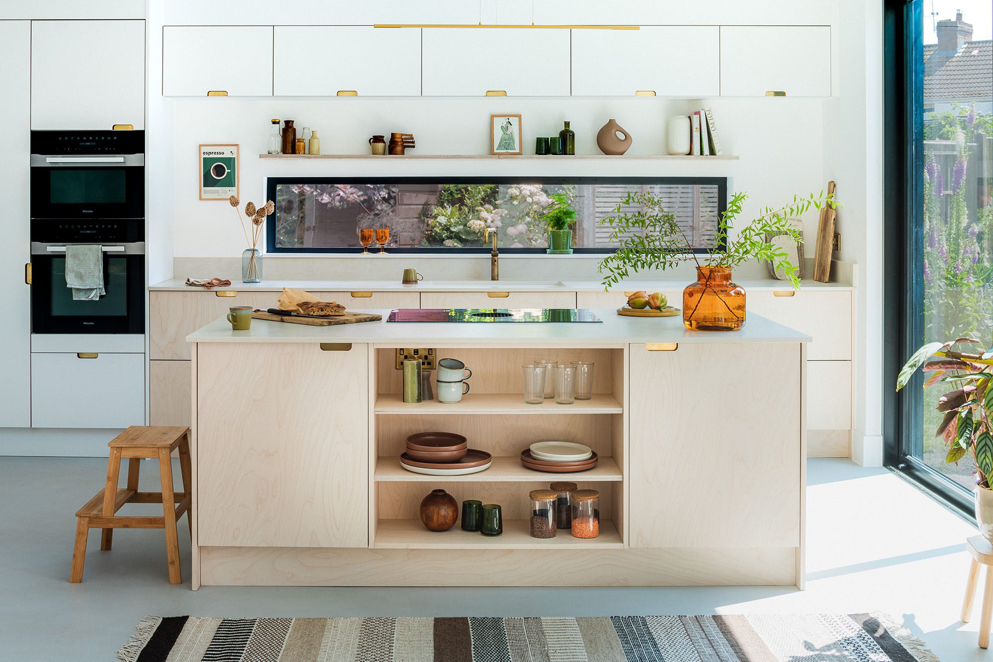 Husk's Greenhill Kitchen, featuring plywood kitchen fronts with integrated handles.