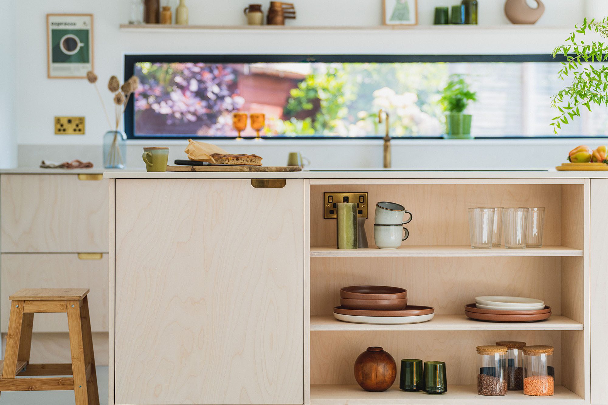 Husk's Greenhill Kitchen, featuring plywood kitchen fronts with integrated handles.