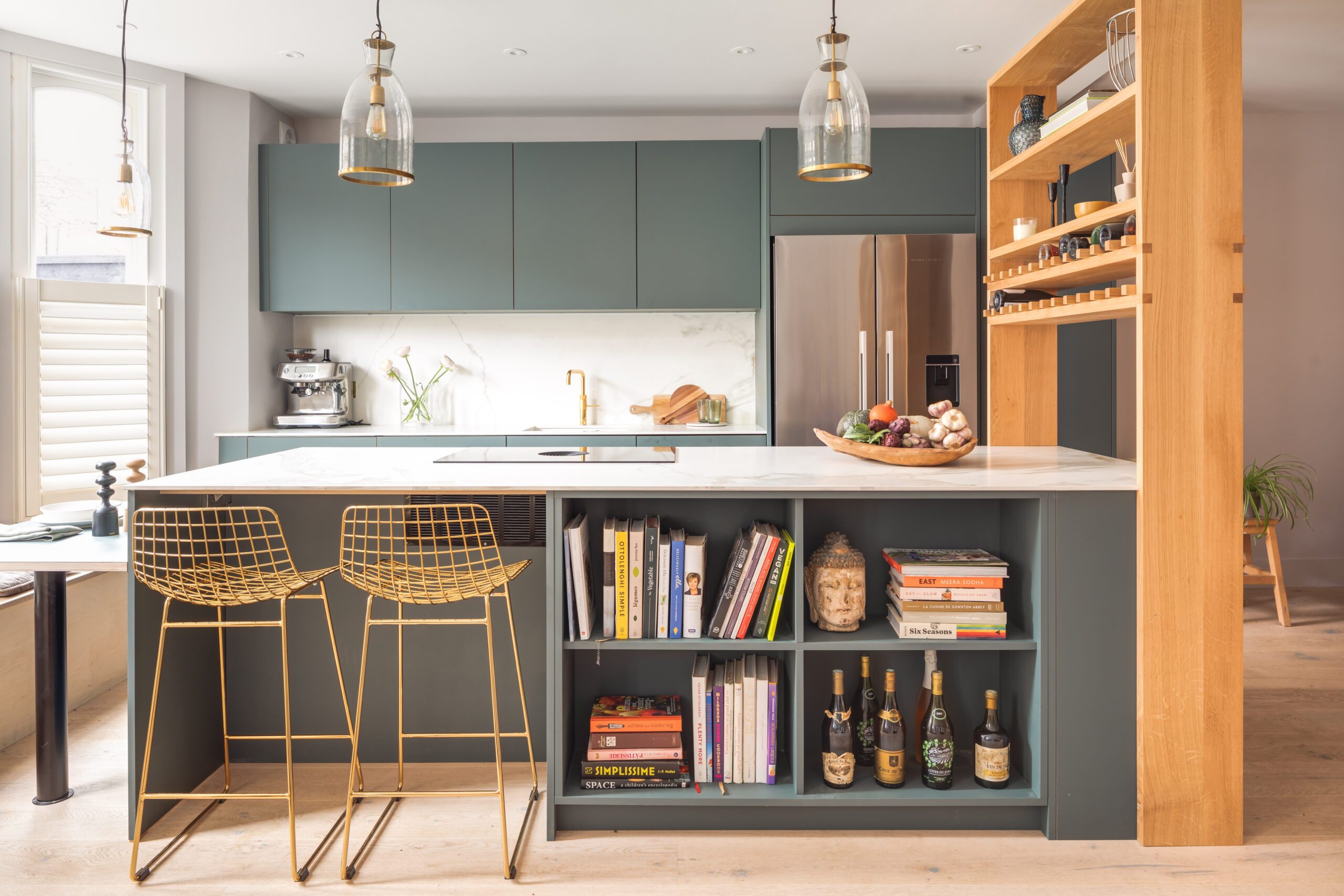 Made By HUSK's East Dulwich Kitchen case study featuring kitchen fronts in Fenix Verde Comodoro.