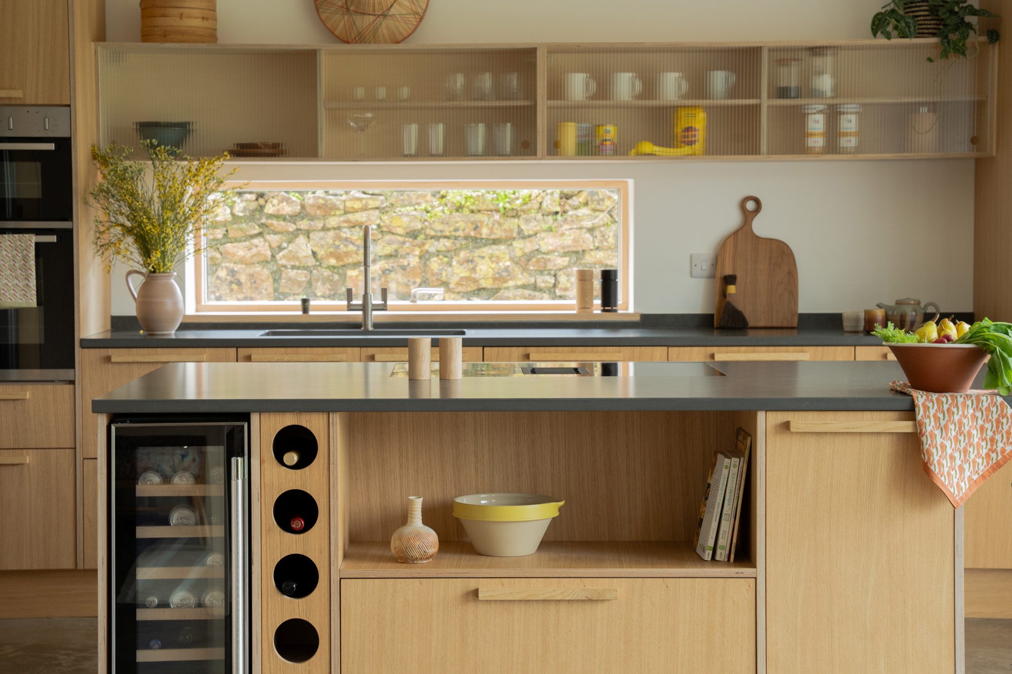 HUSK' Orchard House Kitchen, featuring Oak Veneer on Plywood Kitchen Fronts.