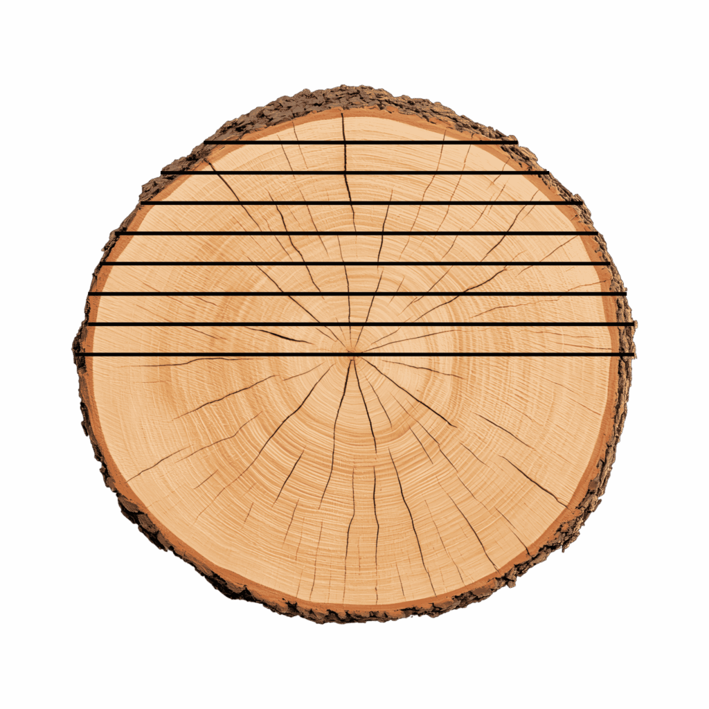 Diagram of crown cut log