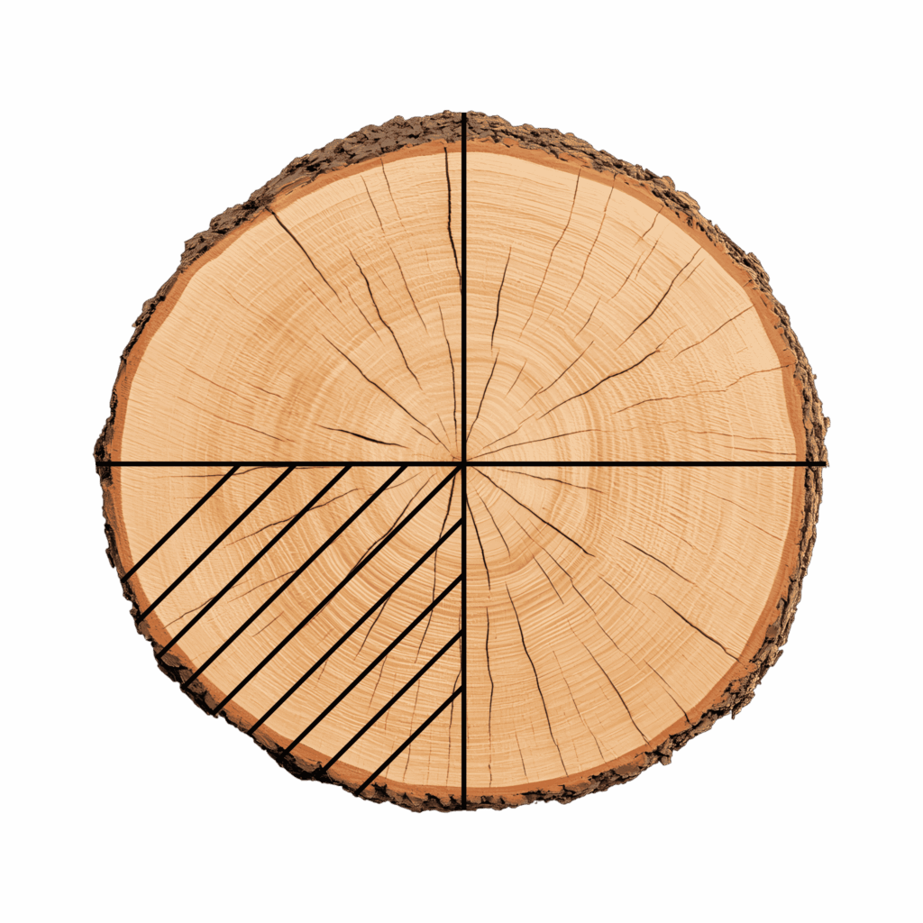 Diagram of quarter cut log